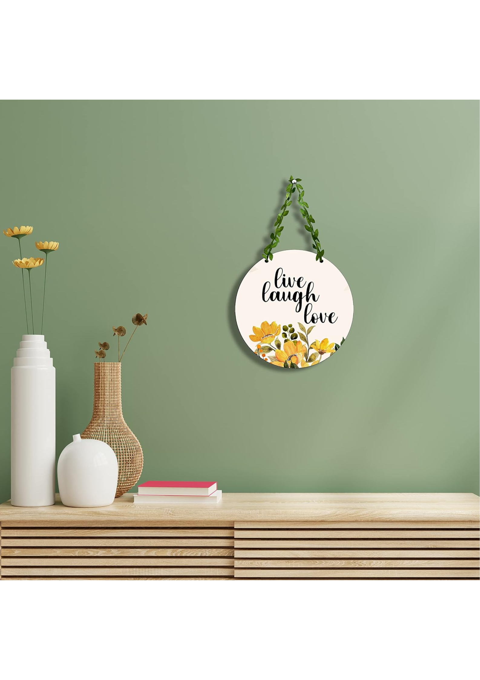 well being wall decor closeup detail