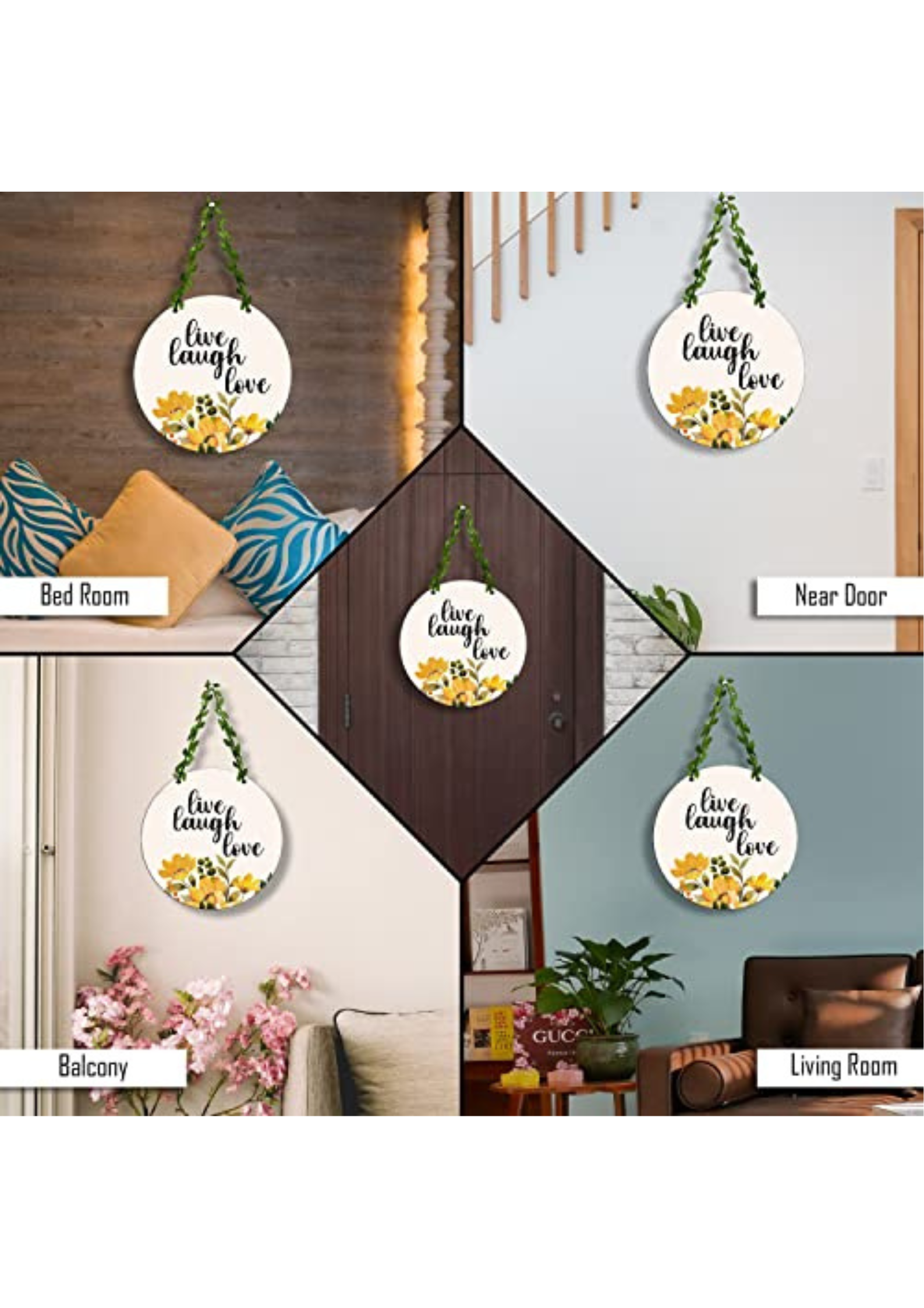 well being wall decor displayed in Living room 