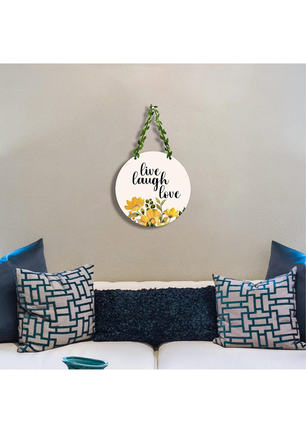 well being wall decor displayed in Living room 