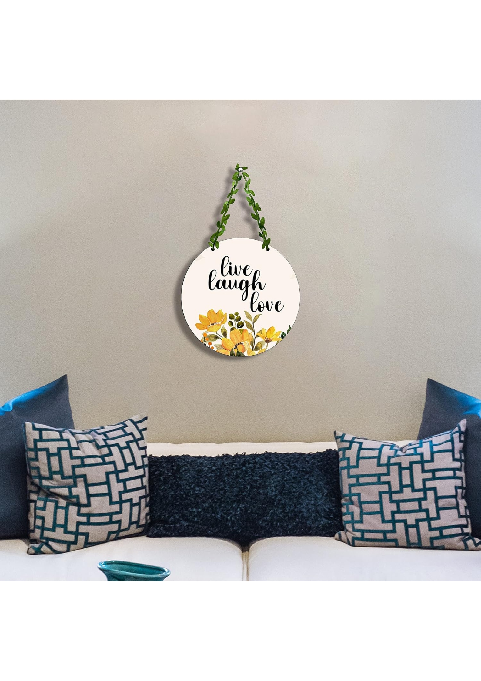 well being wall decor displayed in Living room 