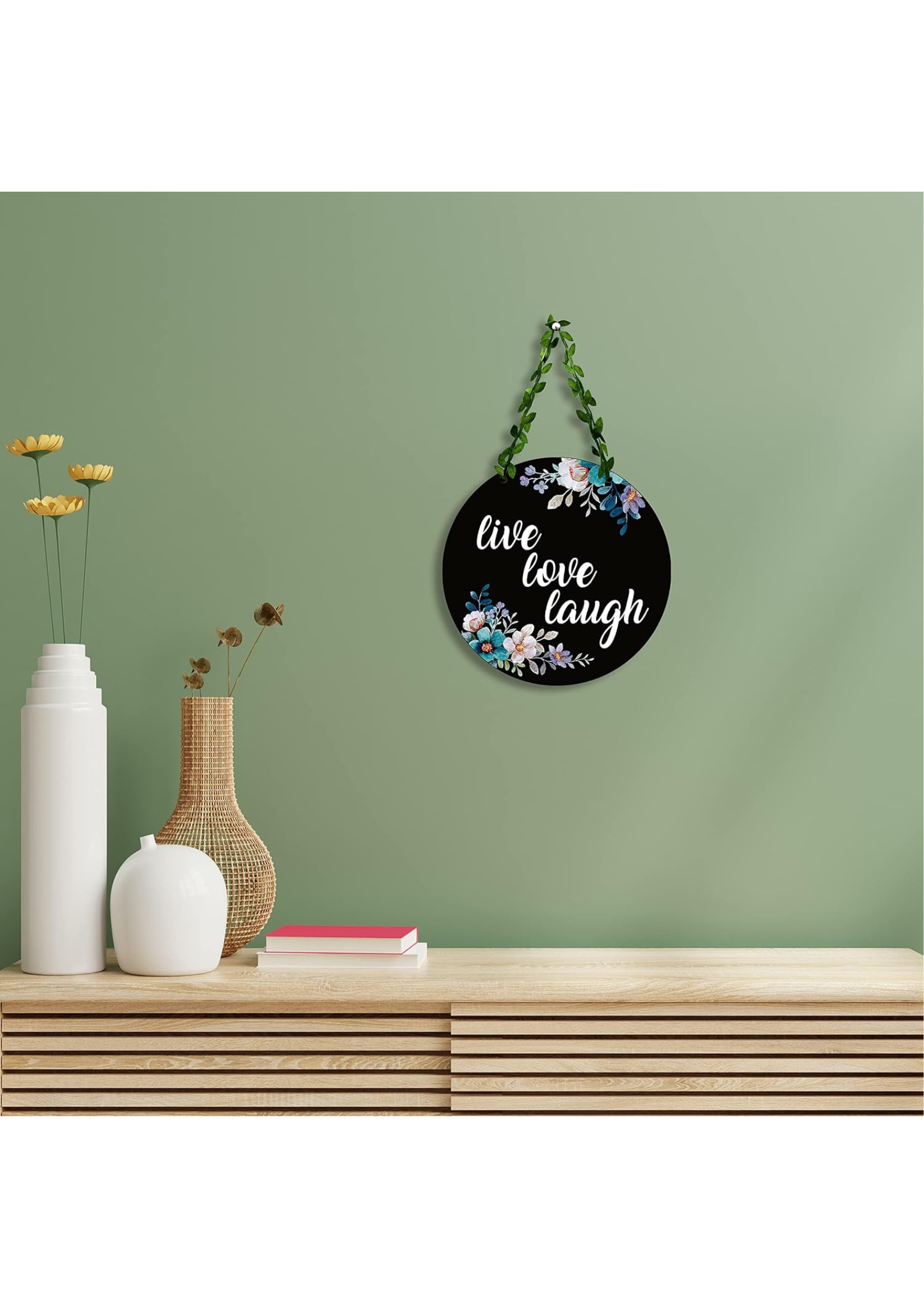 well being wall decor closeup detail