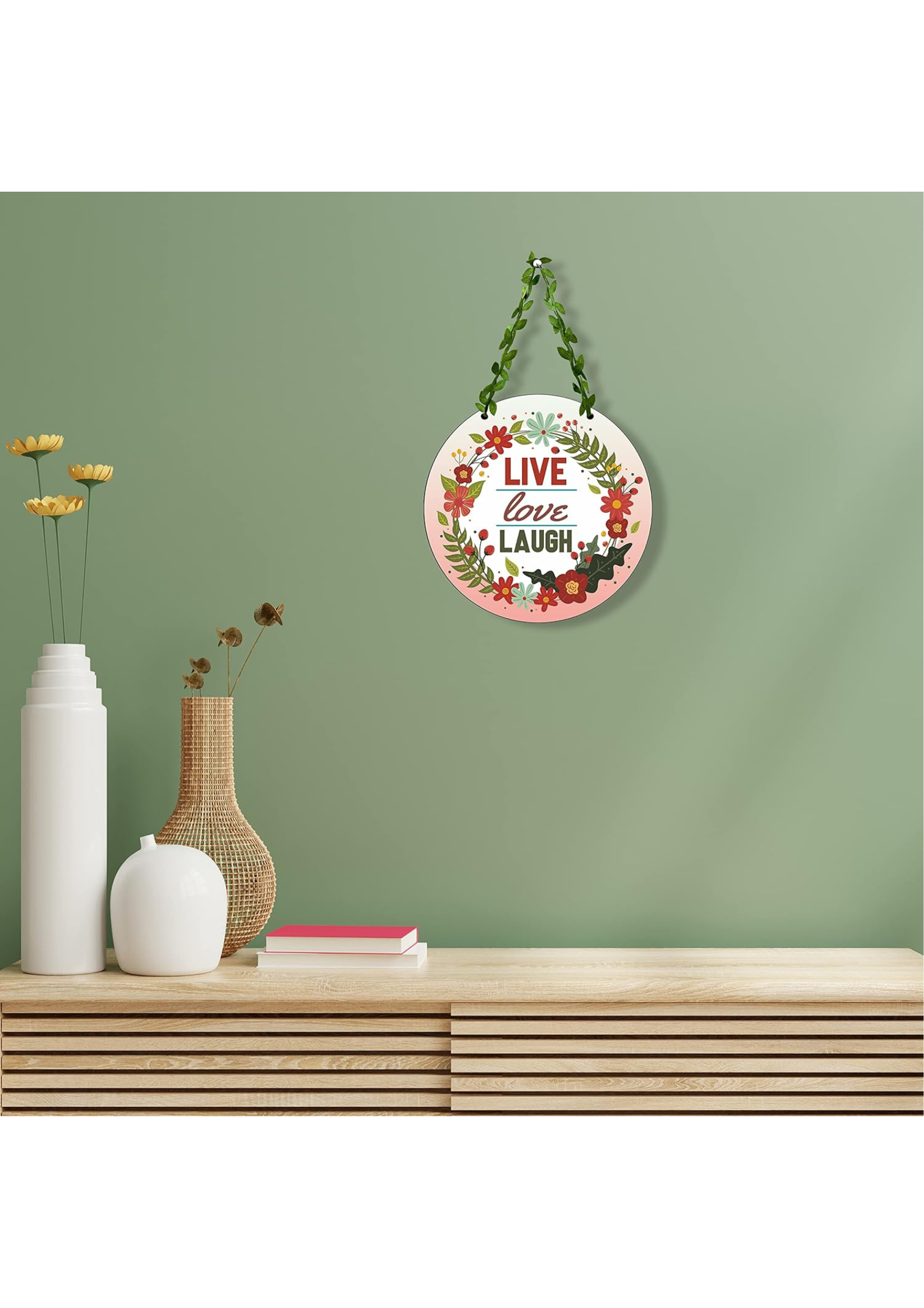 well being wall decor closeup detail