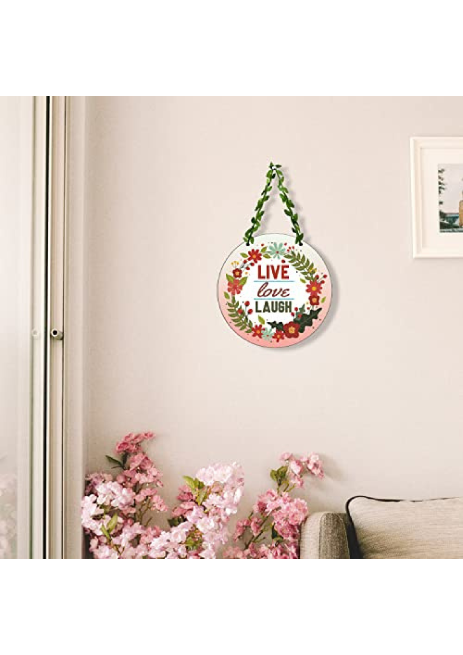 well being wall decor displayed in Living room 