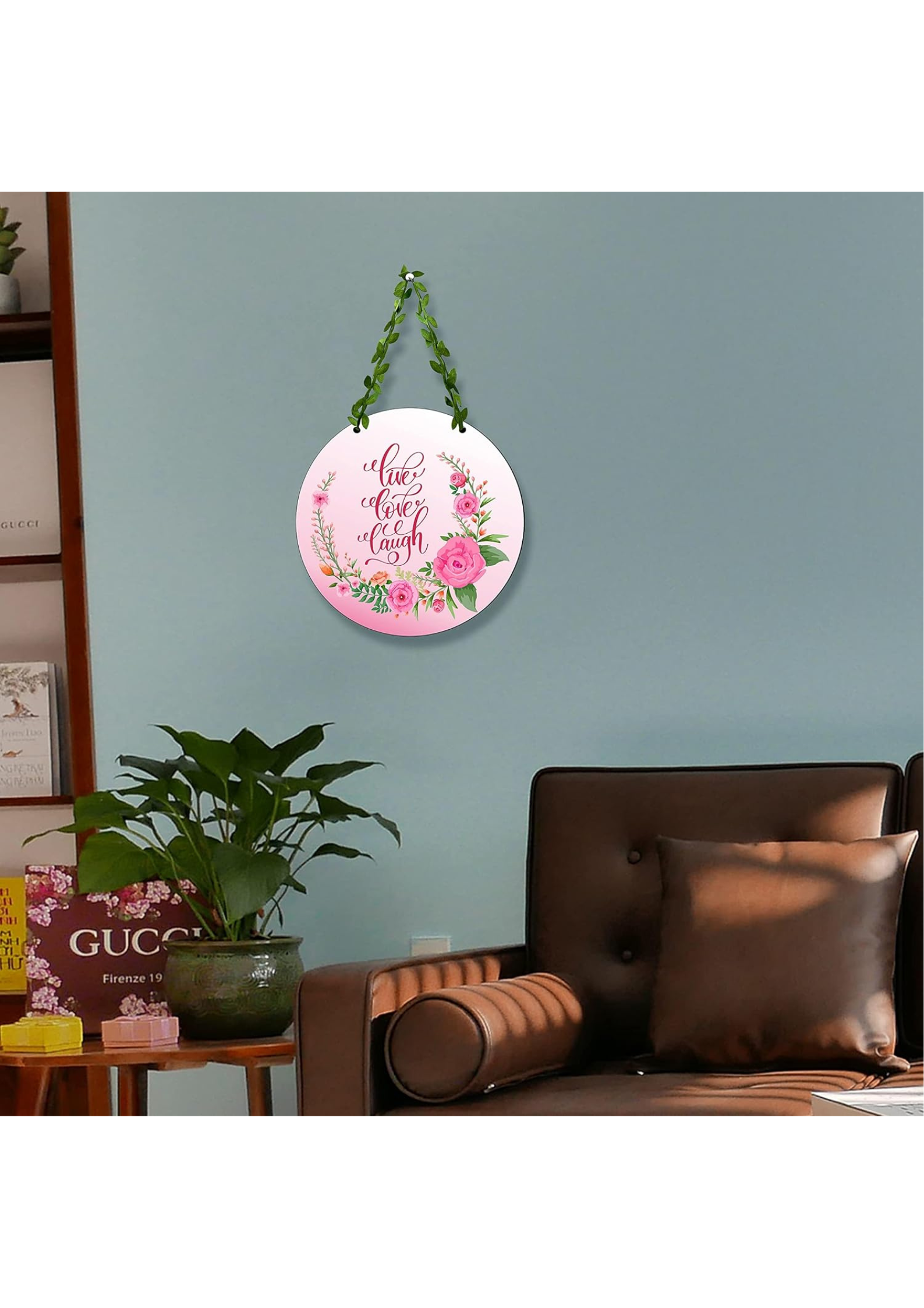 well being wall decor displayed in Living room 