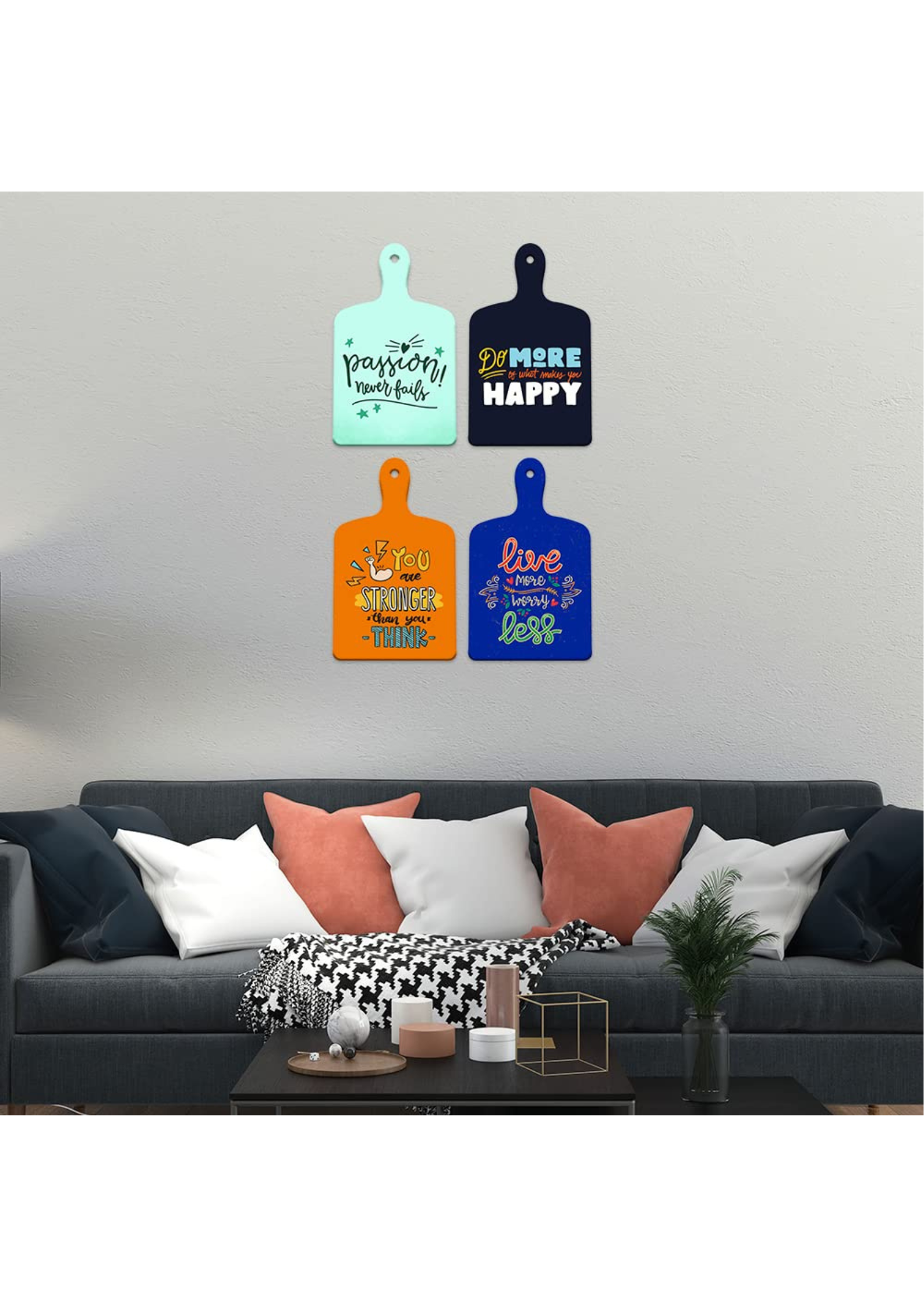 well being wall decor displayed in Living room 