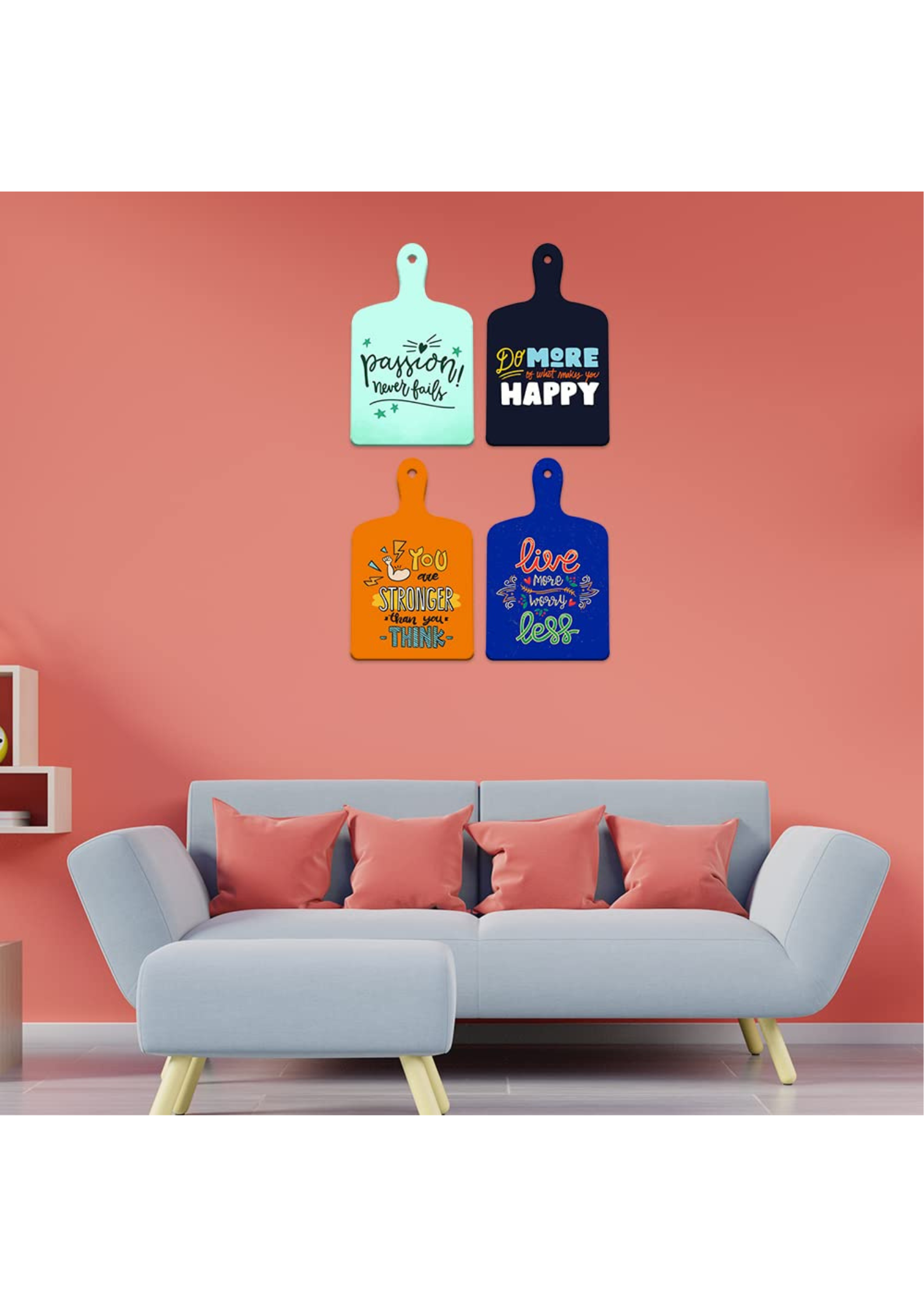 well being wall decor displayed in Living room 