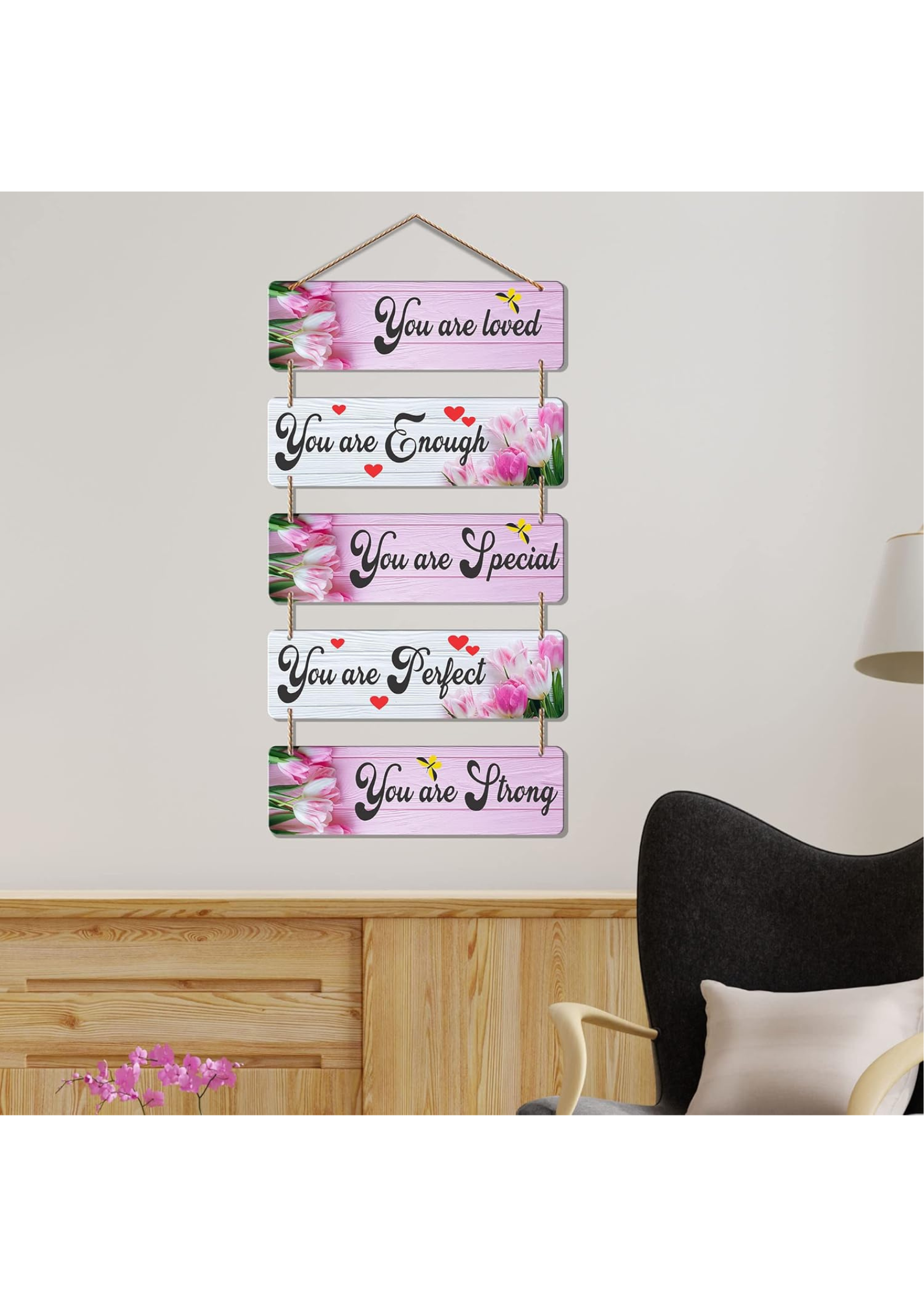 well being wall decor closeup detail