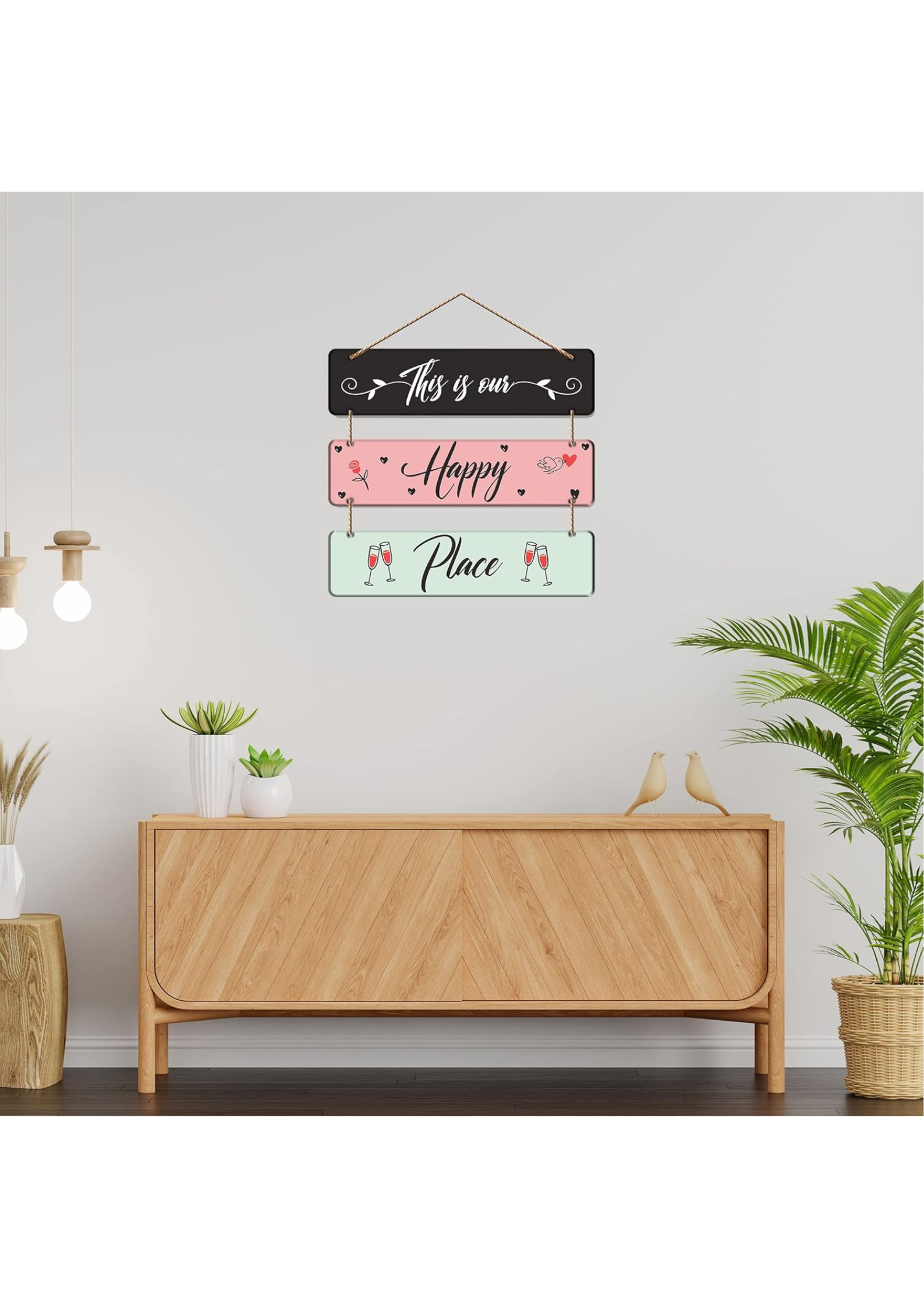 well being wall decor displayed in Living room 