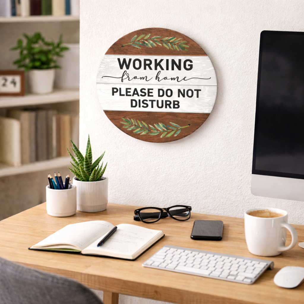 Work From Home Quotes wall decor displayed in Living room 